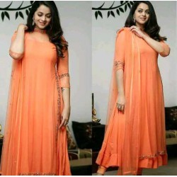 South Indian Fashion Anarkali Suit In Orange Color